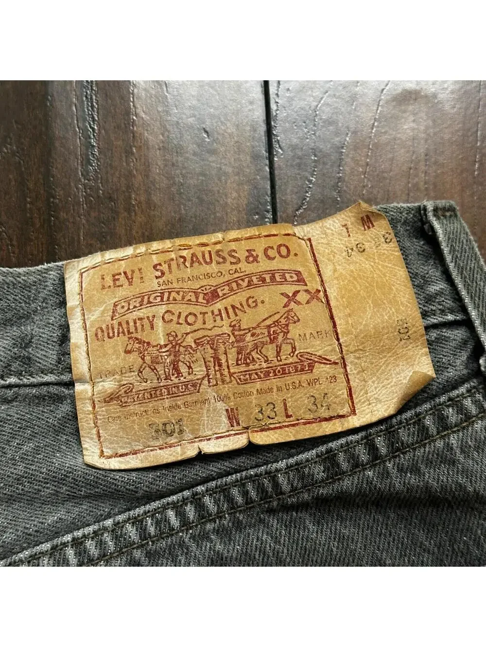 VTG 90s Levis 501 Button Fly 33x34 USA Tag Jeans Straight Wash Grey XX Act 30x32